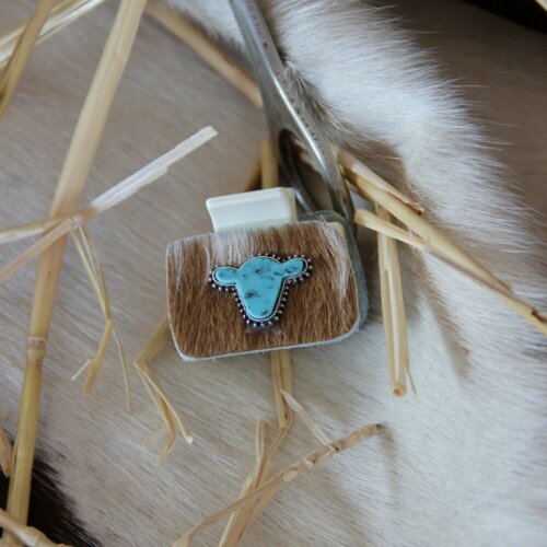 Pince a cheveux vache & peau naturelle PETITE