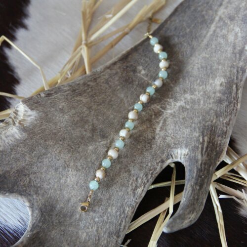 Bracelet corne & Aventurine verte
