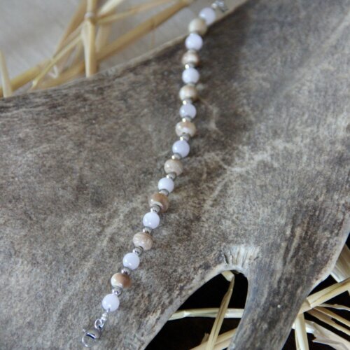 Bracelet corne de buffle & quartz rose
