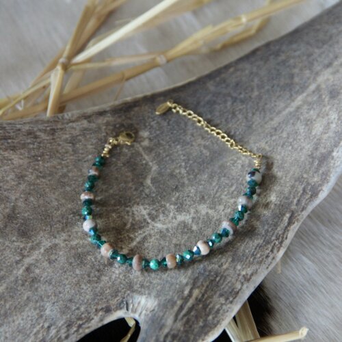 Bracelet corne Swarovski & malachite