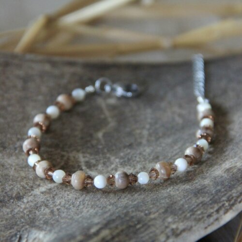 Bracelet corne Swarovski & nacre