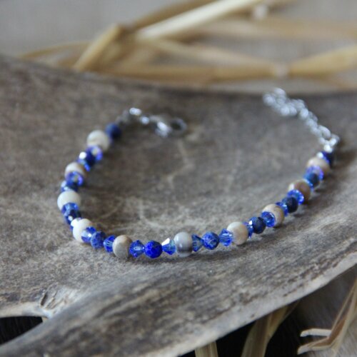 Bracelet corne de buffle swarovski & Sodalite