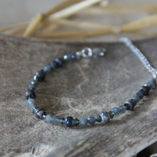 Bracelet corne Swarovski & Labradorite