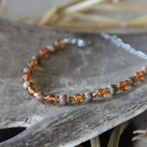 Bracelet corne Swarovski & Ambre