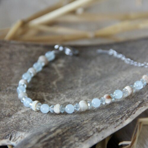 Bracelet corne Swarovski & Aigue-marine