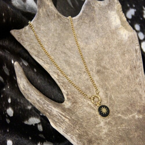 Collier bouée Doré &  obsidienne étoile