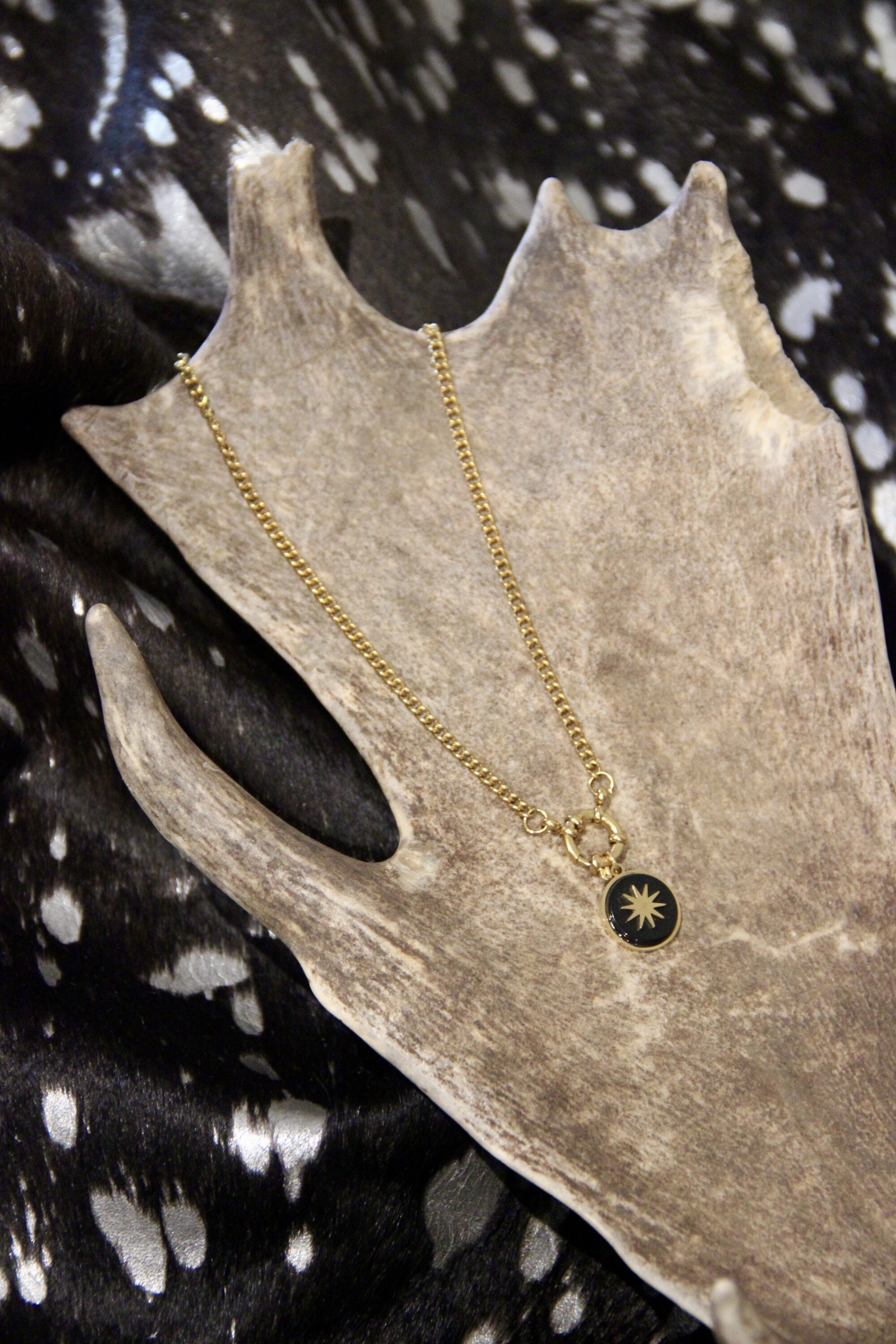 Collier bouée Doré & obsidienne étoile
